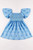BLUE STAR SMOCKED RUFFLE GIRL DRESS