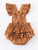 BABY GIRL BROWN SUEDE RUFFLE ROMPER