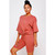 Knit Oversize Tee Shirt An Shorts Casual Biker Set - Rust