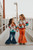 LEATHER DOUBLE LAYER BELL BOTTOMS - RUST
