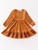 BROWN CORDUROY RUFFLE GIRL DRESS
