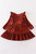 BURGUNDY VELVET RUFFLE GIRL DRESS