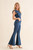 Ruffle Sleeve Button Up Bell Bottom Denim Jumpsuit - Med Wash