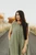 Wide Leg Chess Board Textured Brushed Knit Jumpsuit - Olive
