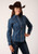 ROPER WOMEN'S L/S SHIRT SNAP RETRO PIPED FANCY YOKE 1724 NAVY/KHAKI FLORAL WALLPAPER PRT