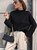 KNIT RIBBED SWEATER- BLACK