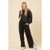 Quilted Double Knit Loungewear Top & Pants Set - Black
