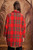 Multi Flannel Loose Fit Pocket Open Long Jacket - Red Multi