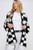 Check Dropped Shoulders Cardigan - Black & White