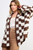 Check Dropped Shoulders Cardigan - White & Brown