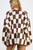 Check Dropped Shoulders Cardigan - White & Brown
