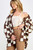 Check Dropped Shoulders Cardigan - White & Brown