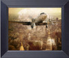 Dc 3 Vintage Plane Flies Close To Manhattan Buildings New York City 1940s Photo Art Collage Framed Print