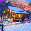 Christmas Cottage  oil painting by Peter Nowell ---