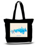 Santorini Greece City and State Skyline Watercolor Tote Bags