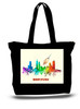Houston City and State Skyline Watercolor Tote Bags