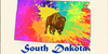 South Dakota License Pate Watercolor Skyline Art