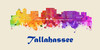 Tallahassee License Pate Watercolor Skyline Art