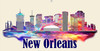 New Orleans License Pate Watercolor Skyline Art