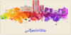 Amarillo License Pate Watercolor Skyline Art
