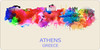 Athens Greece License Pate Watercolor Skyline Art