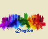 City Of Dayton Watercolor Skyline Art