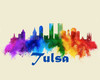 City Of Tulsa Watercolor Skyline Art