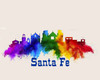 City Of Santa Fe Watercolor Skyline Art