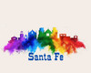 City Of Santa Fe Watercolor Skyline Art