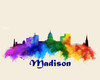 City Of Madison Watercolor Skyline Art