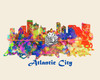 City Of Atlantic City Watercolor Skyline Art