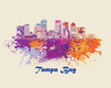 City Of Tampa Bay Watercolor Skyline Art