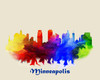City Of Minneapolis Watercolor Skyline Art