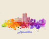 City Of Amarillo Watercolor Skyline Art