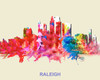 City Of Raleigh Watercolor Skyline Art