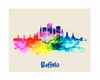 City Of Buffalo Watercolor Skyline Art