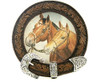 Horses and Belt 3 inch wide NIGHT LIGHT western old west cowboy art style  VERY LARGE AND BRIGHT