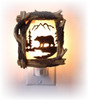 Grizzly Bear art 3 inch wide NIGHT LIGHT western old west cowboy art style  VERY LARGE AND BRIGHT