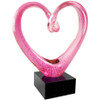 9" Pink Glass Heart Art Glass  Art Glass Hand made Hand Blown Sculpture