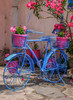 A Blue Bicycle and FLowers Trees Wall Decor Wall Art Landscape Painting