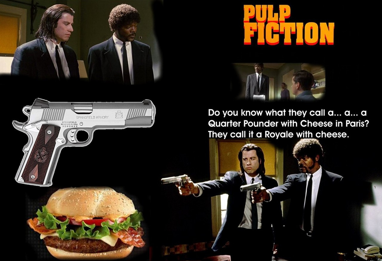 Poster  Pulp Fiction   Poster  A Quarter Pounder With Cheese In France Is Called A Royale With Cheese Large Poster