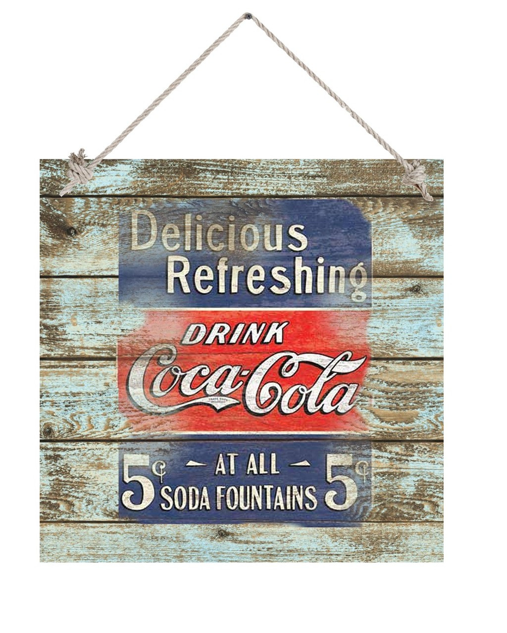 Drink Coca Cola 5 Cents 12x12 Wood Sign