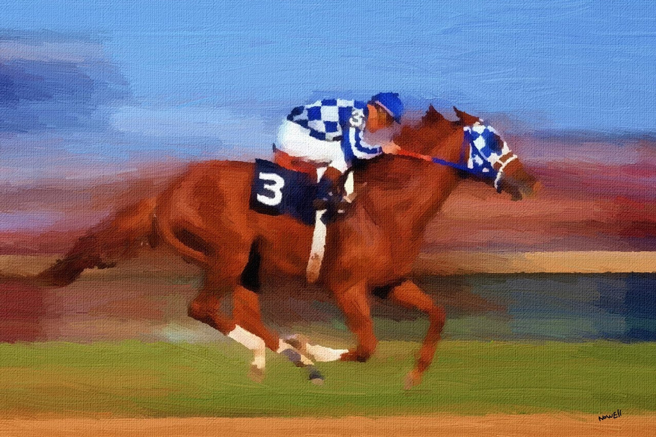 Triple Crown Winner Secretariat Oil Painting Staring