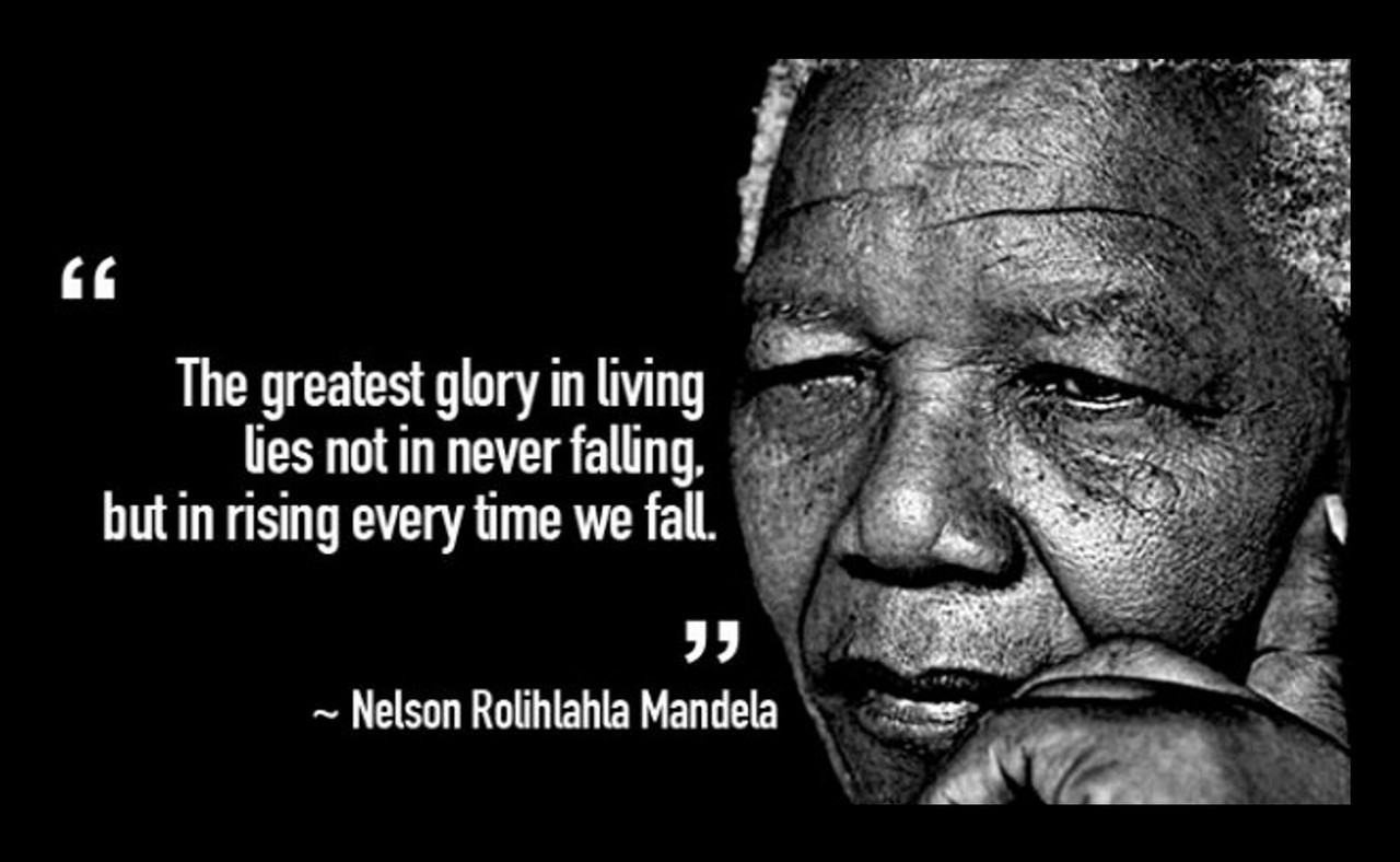 Famous Quote Poster  Nelson Mandela Famous Quote Poster  The Greatest Glory And Living Life Not In Never Falling But In Rising Every Time We Fall