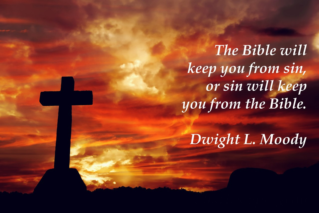 Famous Quote Poster  The Bible Will Keep You From Sin, Or Sin Will Keep You From The Bible. Dwight L. Moody Religious