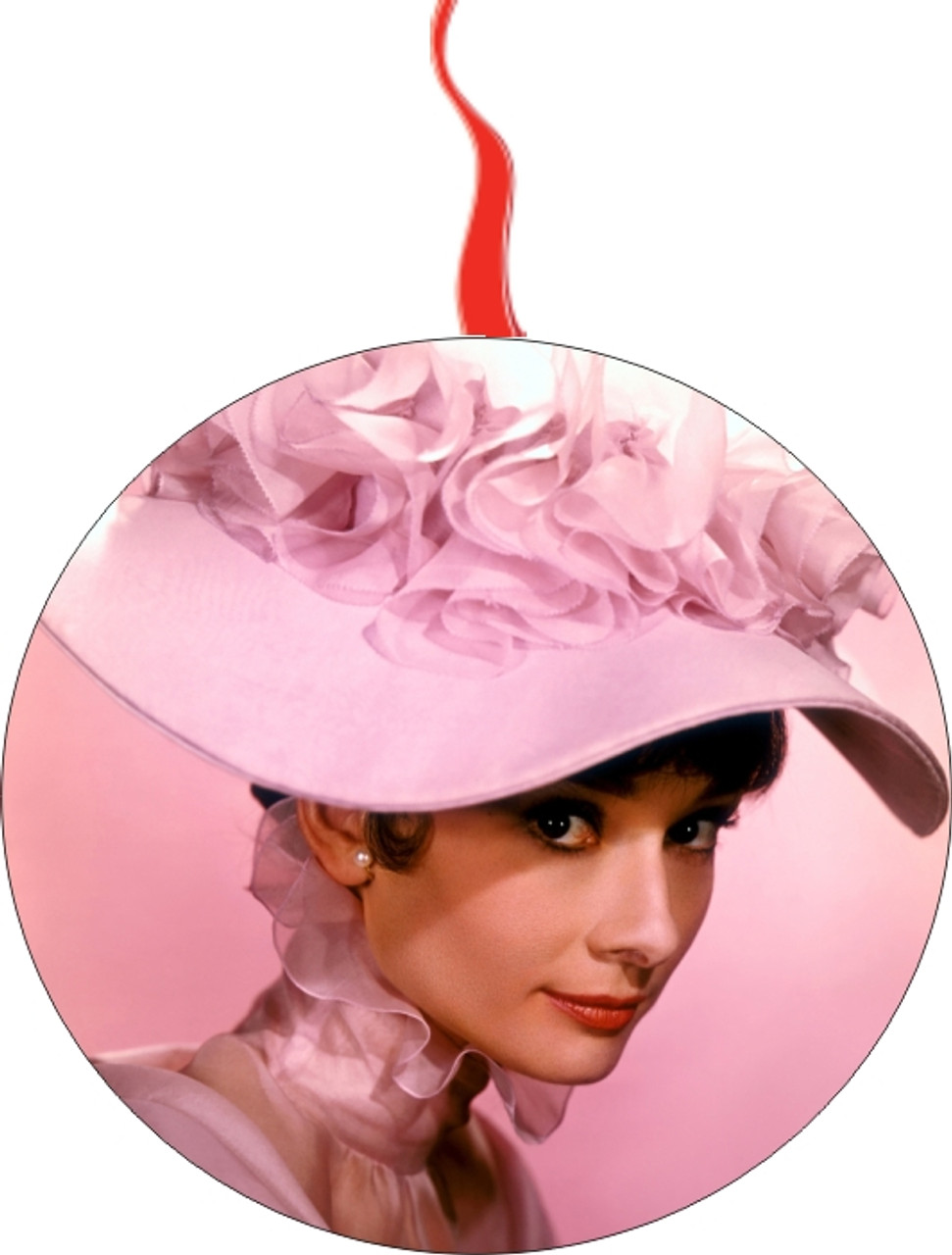 Andrey Hepburn Pink Hat Christmas  Ornament