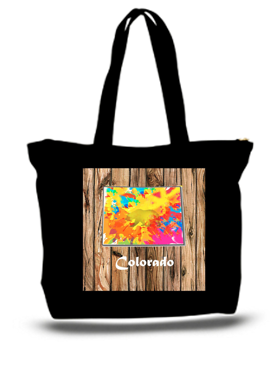Colorado City and State Skyline Watercolor Tote Bags