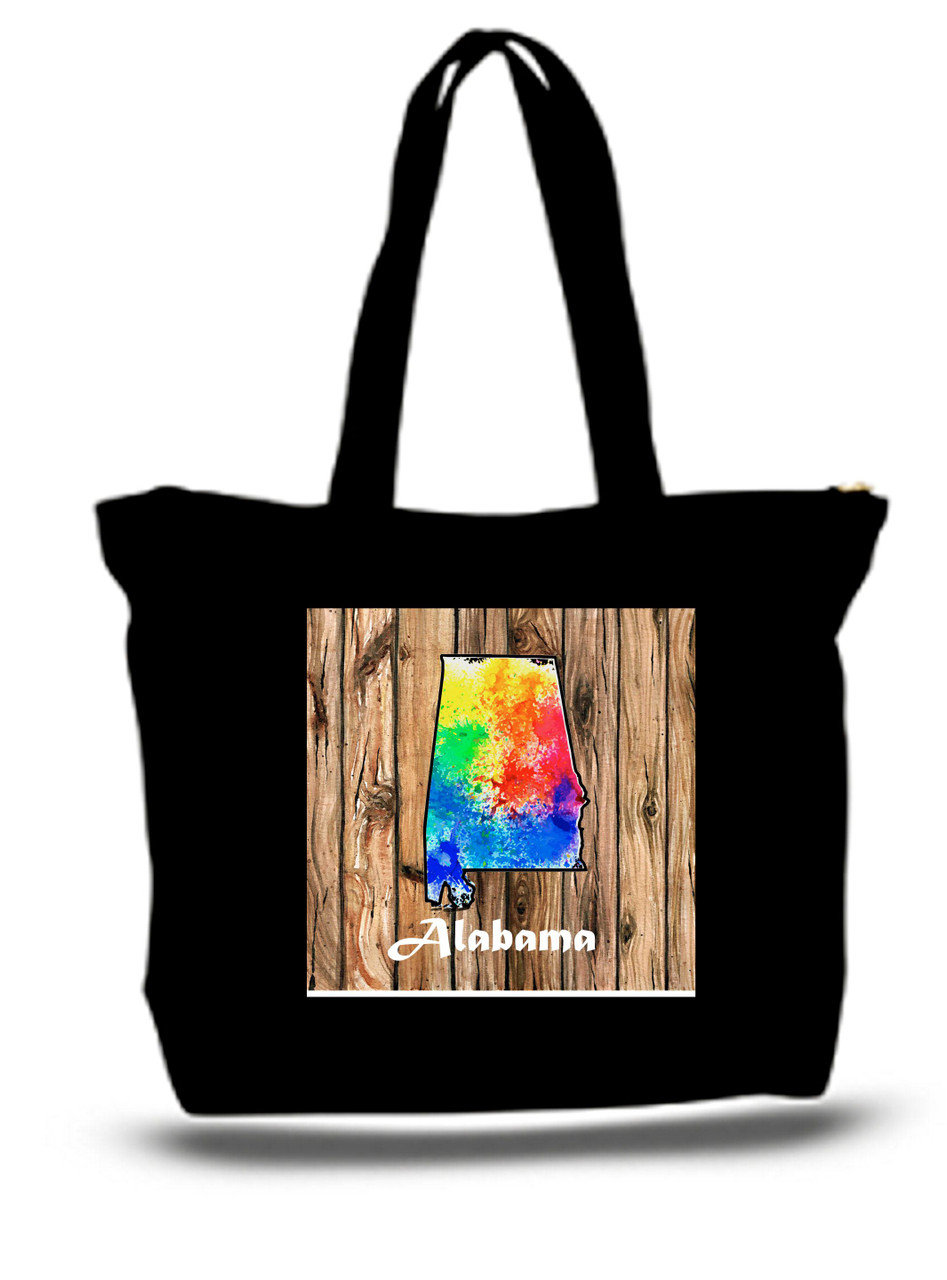 Alabama City and State Skyline Watercolor Tote Bags