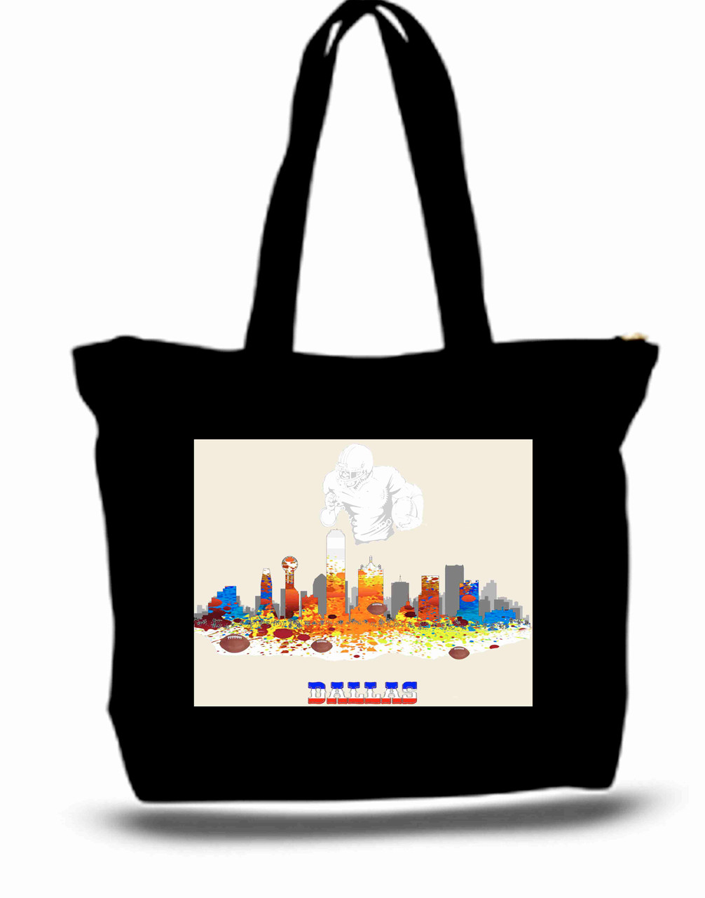 Dallas City and State Skyline Watercolor Tote Bags