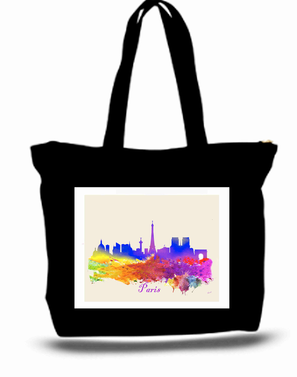 Paris City and State Skyline Watercolor Tote Bags